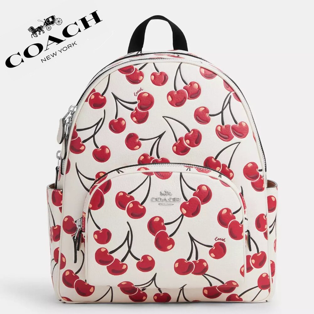 🍒 Coach Court Backpack With Cherry Print